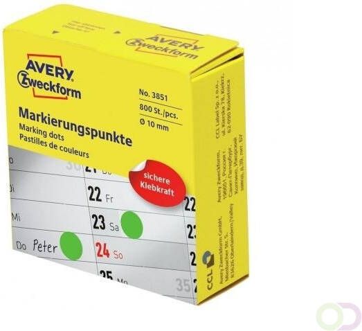 Avery Zweckform Avery marking dots diameter 10 mm rol met 800 stuks groen